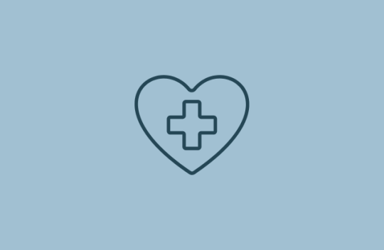 Icon of a heart filled with a medical cross
